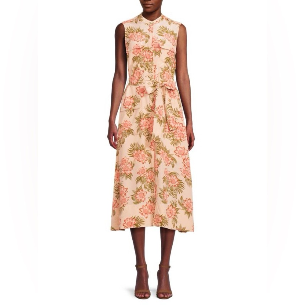 EQUIPMENT Illumina Silk Floral Belted Midaxi Shirt Dress Size Large.